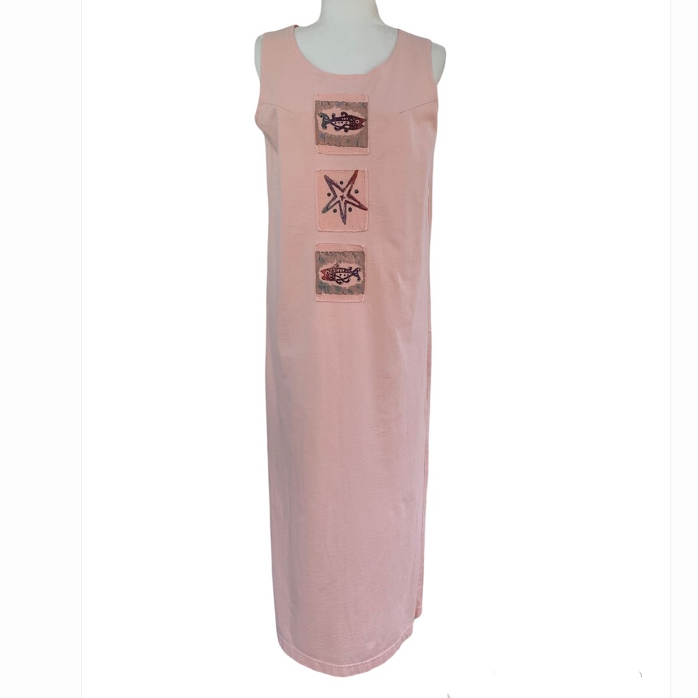 Vintage Cactus California Peach Cotton Maxi Dress